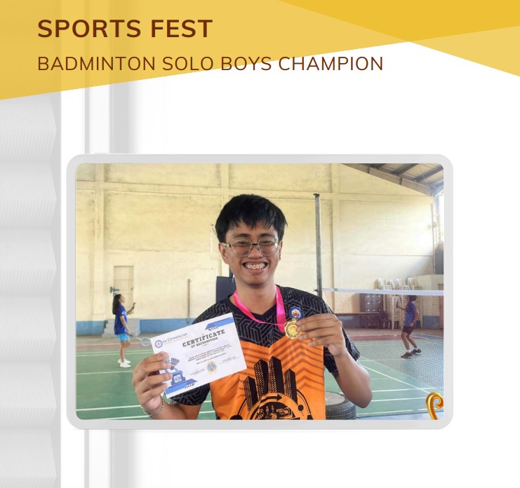 Badminton solo boys champion